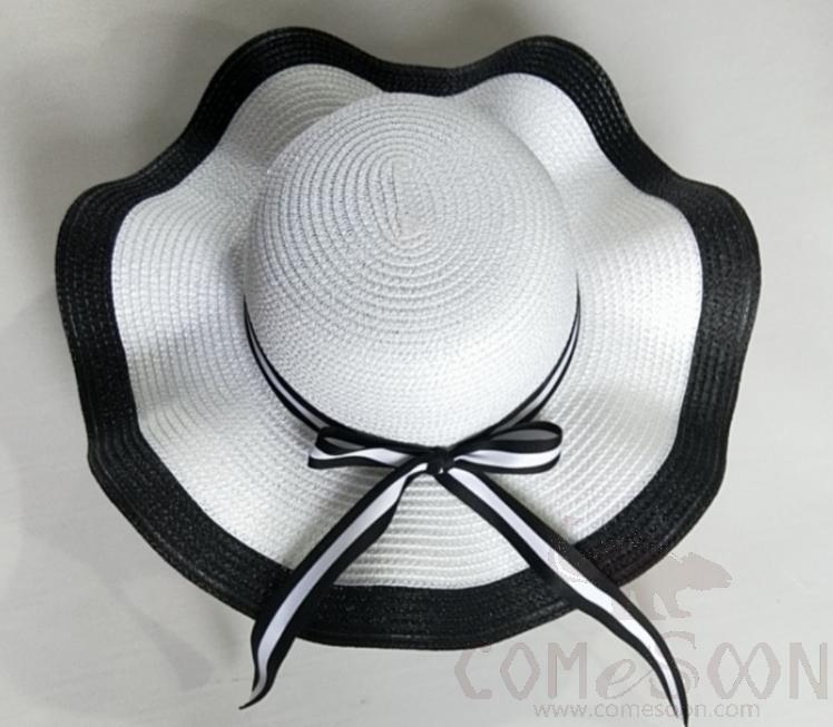 Straw Hat 1-Black,Straw,56~58cm