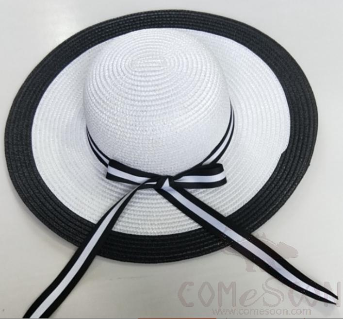 Straw Hat 1-Black,Straw,56~58cm