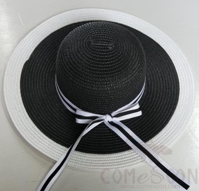 Straw Hat 1-Black,Straw,56~58cm