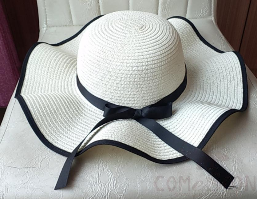Straw Hat 1-Black,Straw,56~58cm