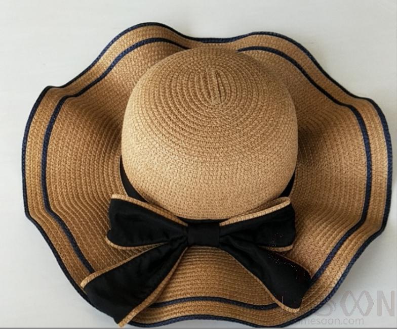 Straw Hat 1-Black,Straw,56~58cm