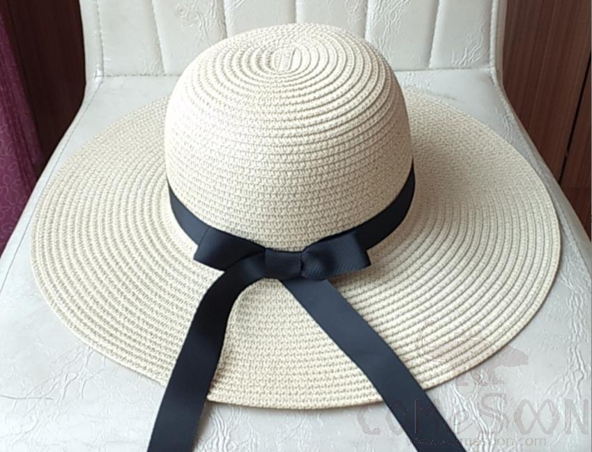 Straw Hat 1-Black,Straw,56~58cm