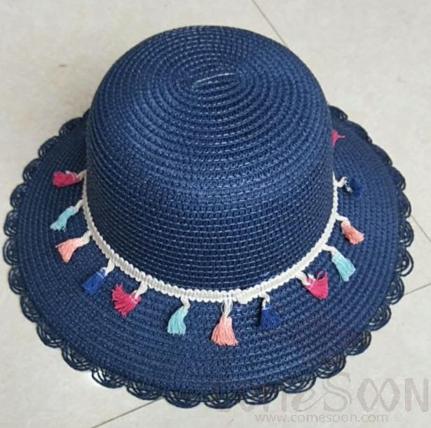 Straw Hat 1-Black,Straw,56~58cm