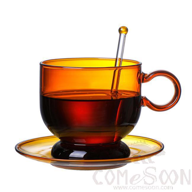 Glass Coffee Cup Set Brown 380ML