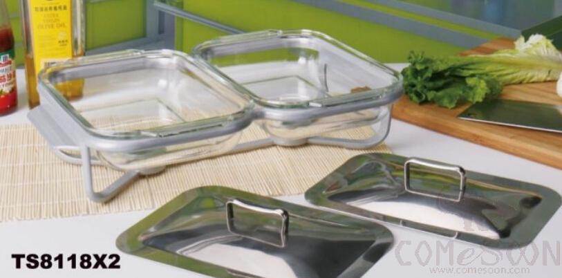 Two-Piece Set Of 1 Liter Rectangular Tempered Glass Baking Pan