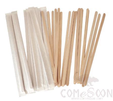 Disposable Wooden Coffee Stirrer  pack  190*6*1.5mm，10000pcs/carton