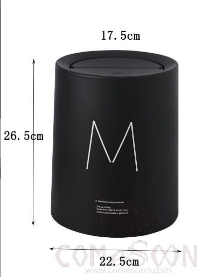 Black Trash Bin With Swing Cover-8L , Dustbins