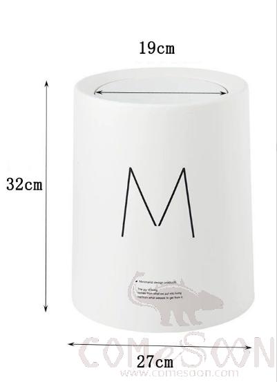 White Trash Bin With Swing Cover-12L , Dustbins