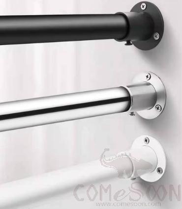 Silver Stainless Steel Perforated Straight Rod Telescopic Shower Curtain Rod Bathroom Curtain Rod Laundry Rod Window Curtain Rod-950-1300mm