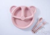 Cartoon Bear Plate (With Fork And Spoon),wheat,24*20*2.5cm