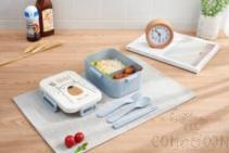 Maixiang Large Double Grid Lunch Box,wheat,21*13.5*7.5cm
