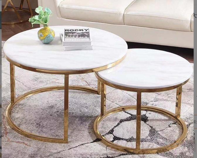 Titanium + Jazz White coffee Table Combination,Metal,D80*D60Cm