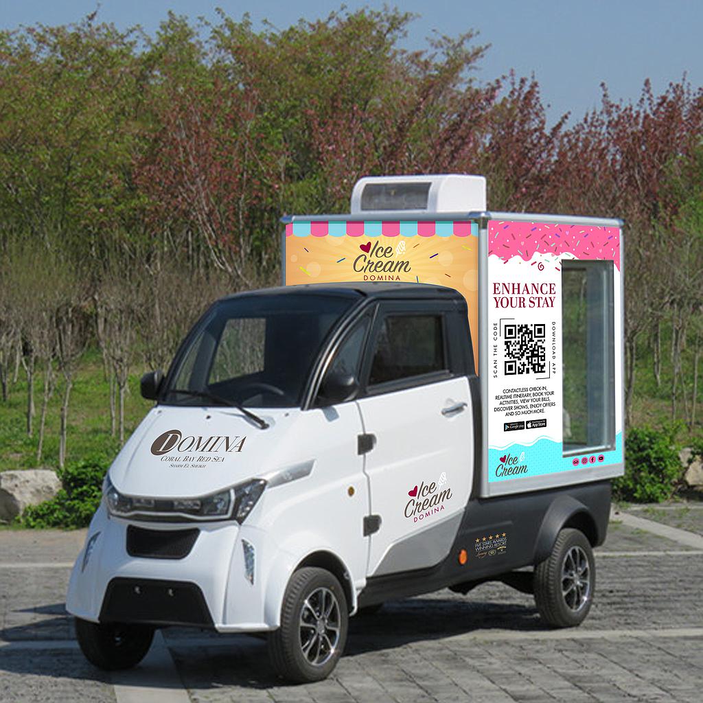 Refrigerated Electric Cart 4-wheel, 5000W, 170km, Cooling Cargo Box -18 to -5℃, Ice Cream Cart