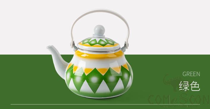 Enamel pear shaped pot, 2.5L, Green
