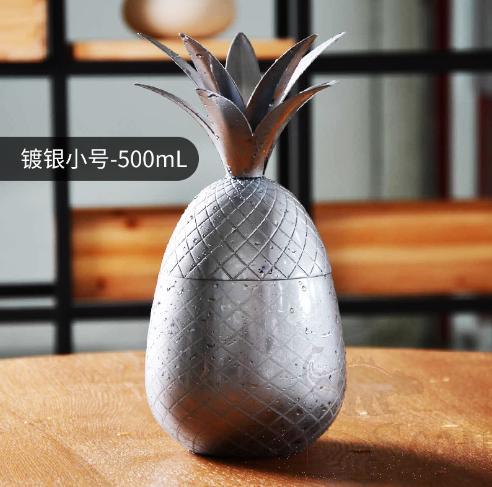 Moscow mule stainless steel pineapple cup, 500ml, Silver