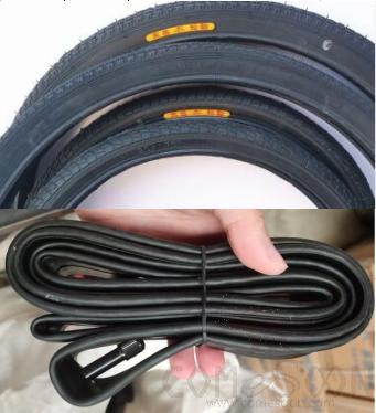 Inner and outer tyres of electric bicycle