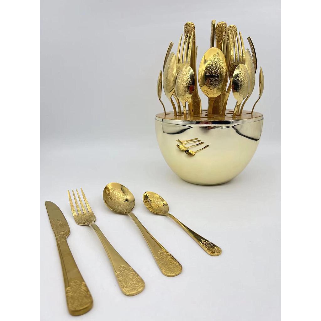 24 Piece tableware set, 410 stainless steel, ABS egg box package