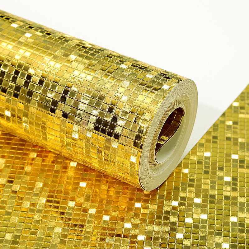 Square Gold Paper Roll ,Pvc,Gold Mosaic,0.35M(W)*9M(L)