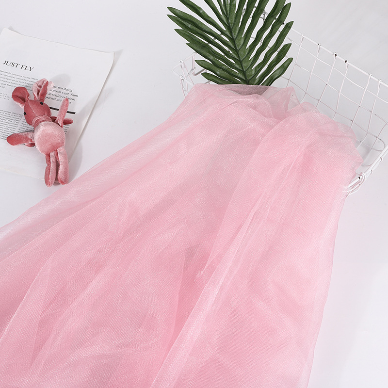 Light Pastel Peach Pink Soft Tulle Veiling ，95% Polyester +5% Spandex，Light Pink，1.5 Meters