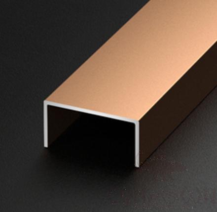 Aluminum U-shaped decorative strip, W20mm*H10mm*L3m, Rose Gold