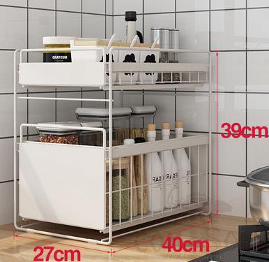 Shelf, White, Two Layers, Large, Wire, L40*W27*H39cm