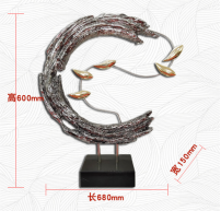 Water Wave Fish Sculpture With Silver Plating, Resin, 600*150*680mm