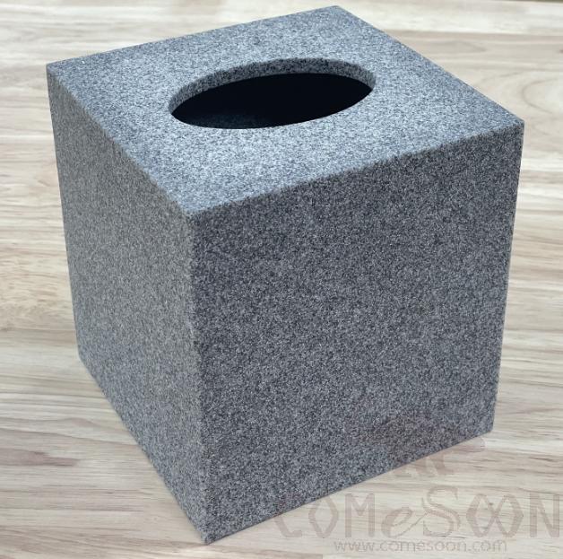 Sandstone Square Tissue Box, Resin, 132*132*140Mm