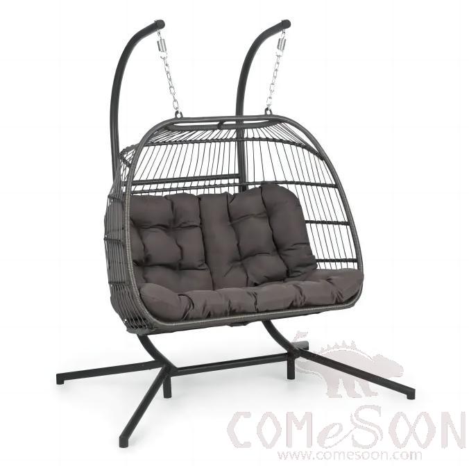 Folding Pe Rattan Iron Hanging Chair,Iron ,123*60*130cm