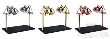 Four Heads Double Pole Gold Plated Marble Warming Table,900*500*645mm,1100W