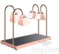 Four Heads All Steel Rose Gold Warming Table (Upper And Lower Heating),900*600*770mm,1500W