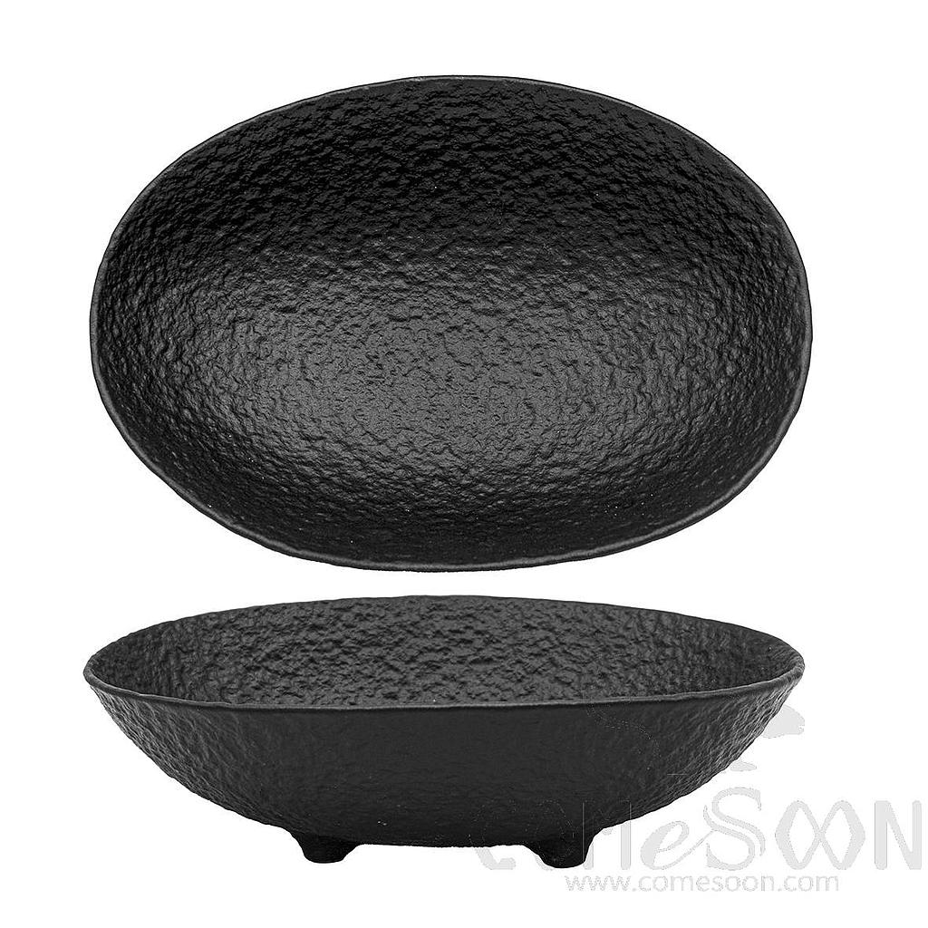 20118 Series 16.25&quot; Four Legged Oval Bowl - Matt Black