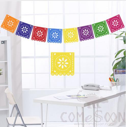 Day of the Dead Theme Party Flower Pull Bunting,Felt Cloth,14.8*14.8cm