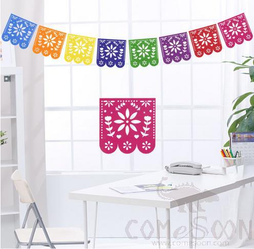 Day of the Dead Theme Party Flower Pull Bunting,Felt Cloth,14.8*14.8cm