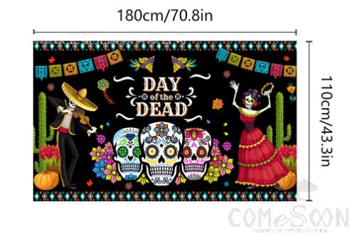 Day Of The Dead Skull Dance Flies The Background Flag,Polyester Cloth,180*110cm
