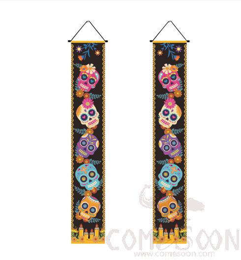 Day Of The Dead Skull Dance Flies The Background Flag,Polyester Cloth,30*180cm