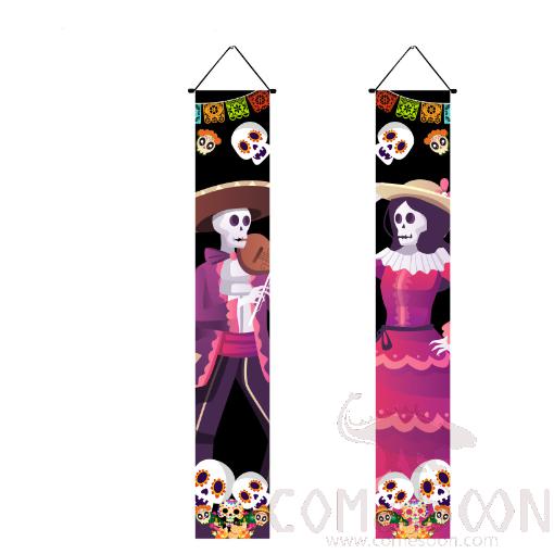 Day Of The Dead Skull Dance Flies The Background Flag,Polyester Cloth,30*180cm