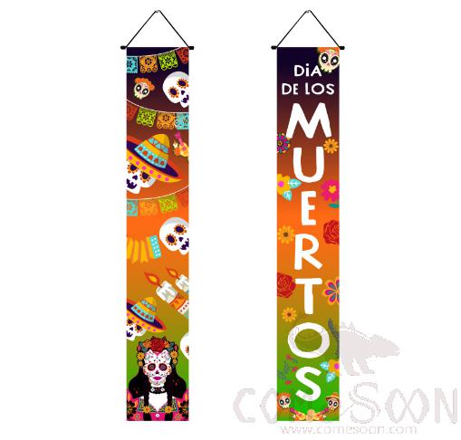 Day Of The Dead Skull Dance Flies The Background Flag,Polyester Cloth,30*180cm