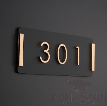 Door Number, Acrylic, Gilt-Edged Model Horizontal，
24*10Cm