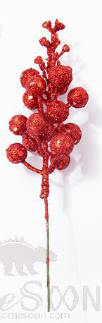 Sequin Berry Skewers, Foam+Plastic, Red, 20*5*5Cm