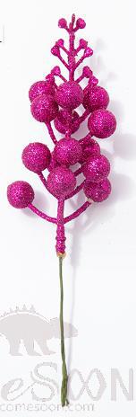 Sequin Berry Skewers, Foam+Plastic, Rose Red, 20*5*5Cm