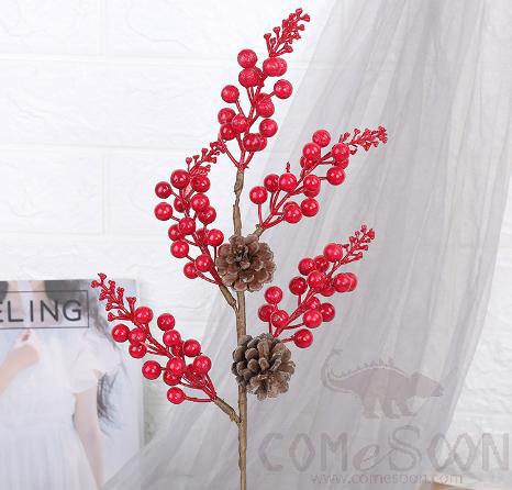 Berry Simulation Flower,  Foam+Iron Wire, Red, 60*15*15Cm