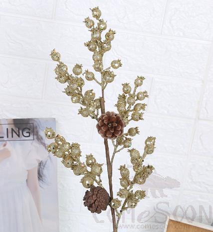 Berry Simulation Flower,  Foam+Iron Wire, Gold, 60*15*15Cm