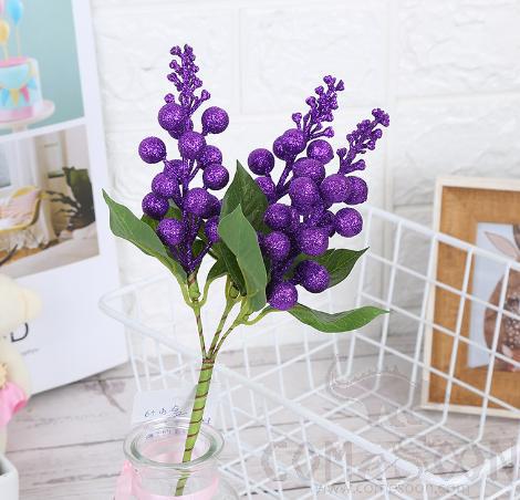Berry Simulation Flower,  Foam + Plastic, Purple,   33*10*10Cm