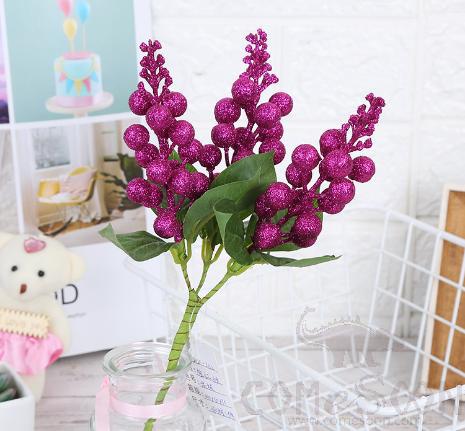 Berry Simulation Flower,  Foam + Plastic, Rose Red,   33*10*10Cm