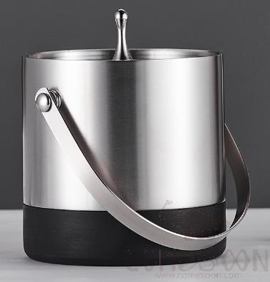 Double-layer Hand-withdrawal Ice Bucket, Frosted Silver, D14cm*H17cm