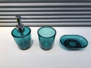 6462 Transparent Three-Piece Set-Dark Green,PS,L17*W10.5*H12cm