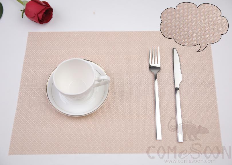 Hot Pressed Edge Pvc Placemat With Pink Covered With Sequins 28*43*0.1cm