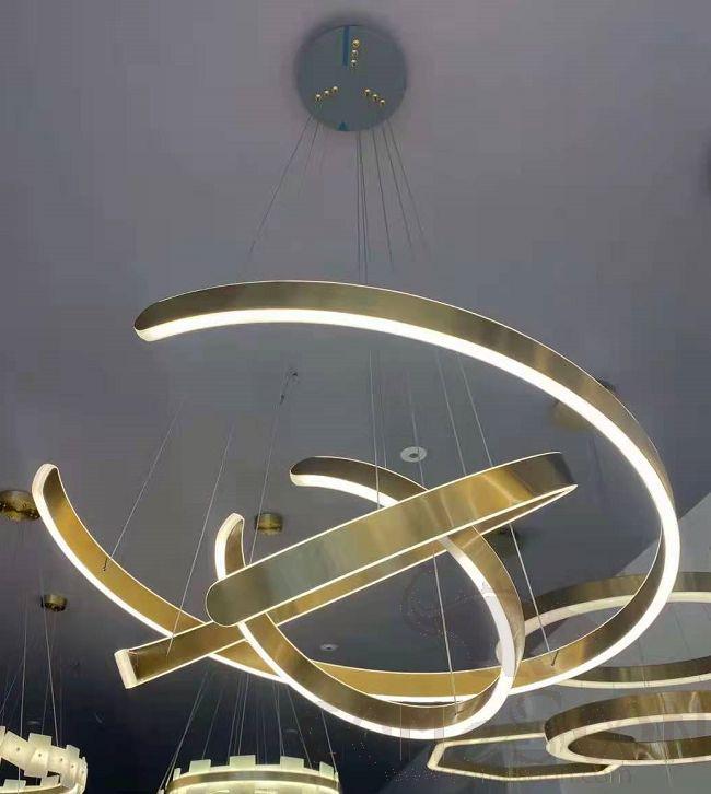 Art Pendant Light, Stainless Steel C-Shaped Under Light + Silicone, Φ800Mm