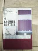 Splicing Shower Curtain-Wine Red,PEVA,L180*W200cm