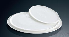 18.25&quot; Stone Grain Curved Rim Oval Plate